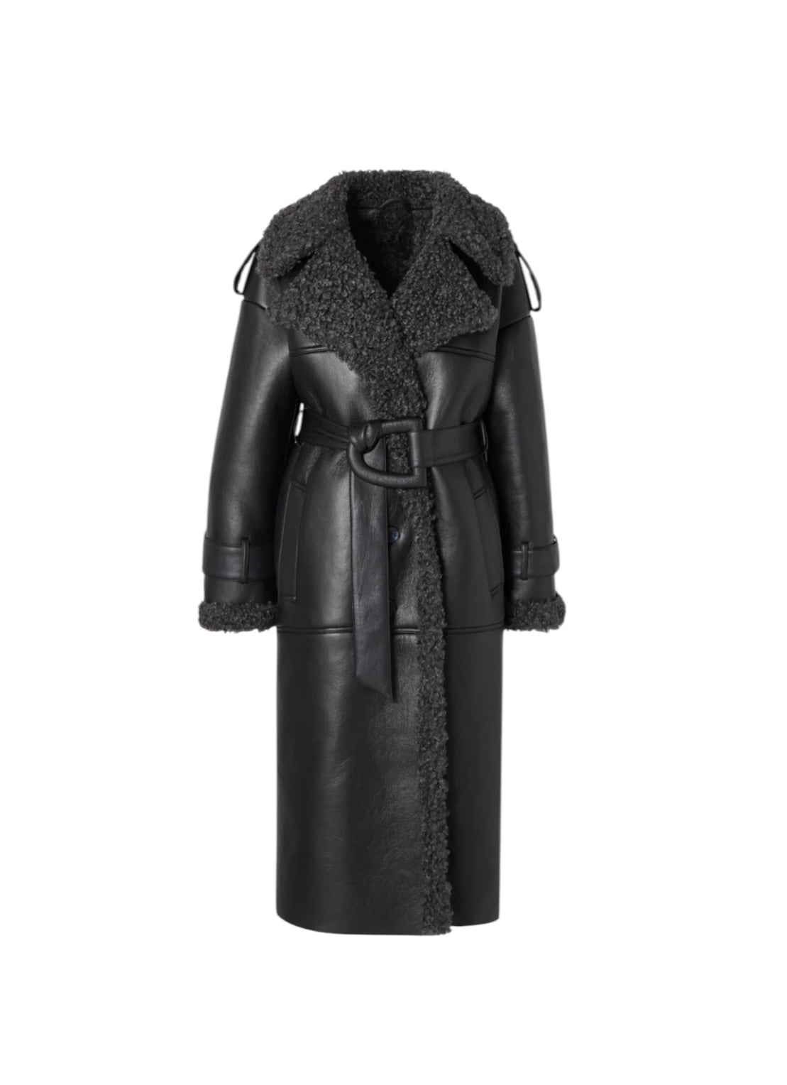 Manteau Long Simili Cuir Peau de Mouton