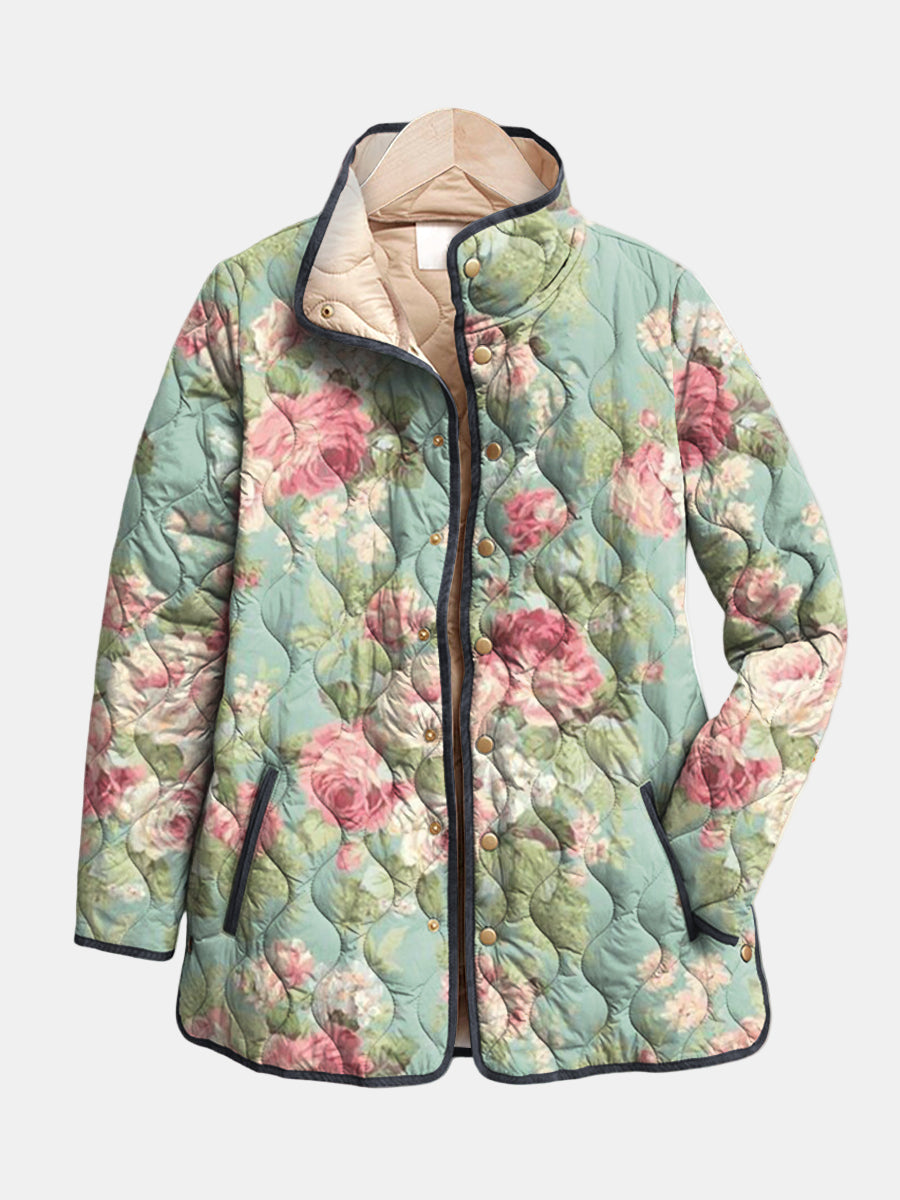 Veste Matelassée Fleurs Rétro