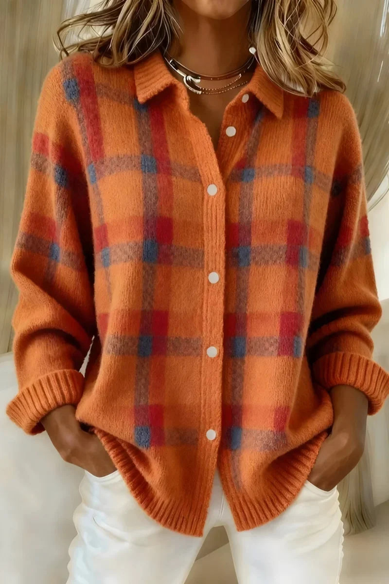 Cardigan à Carreaux Orange
