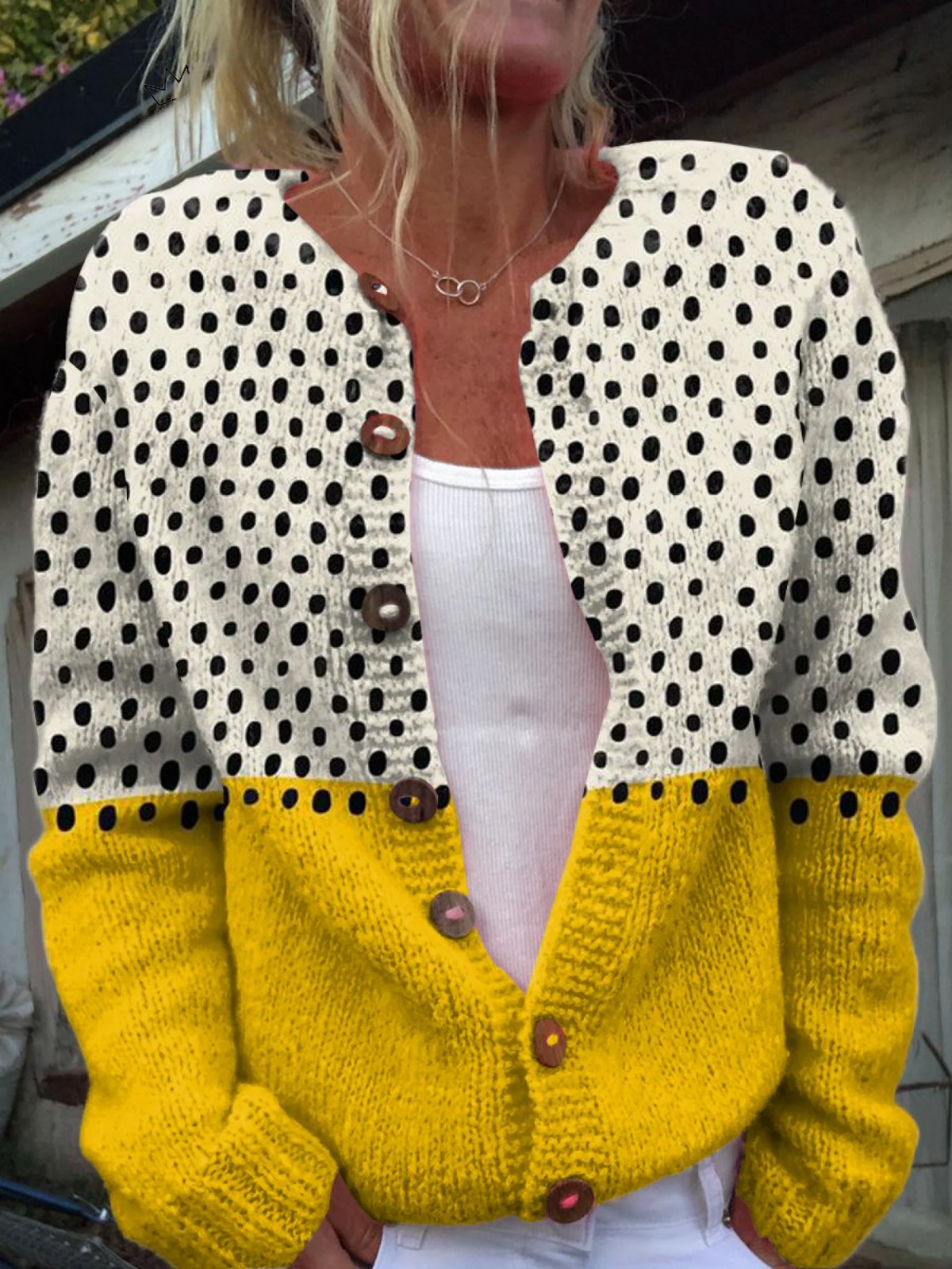 Cardigan Bicolore Moutarde