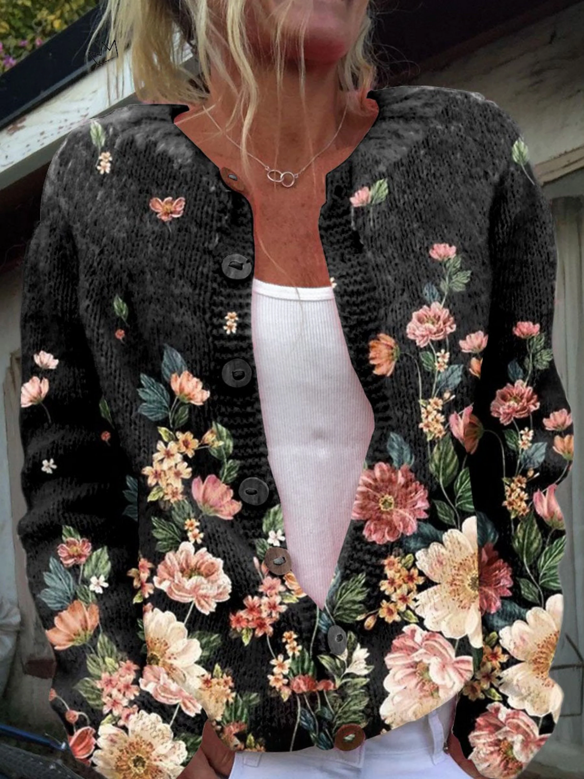 Cardigan Fleuri Nocturne