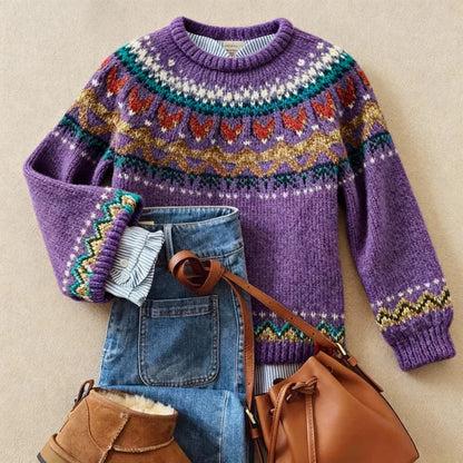 Pull Jacquard Violet Chaleureux