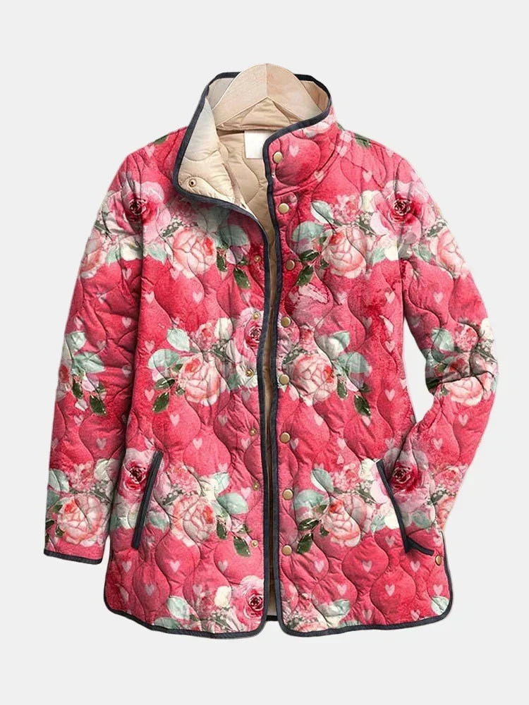 Veste Matelassée Fleurs Roses