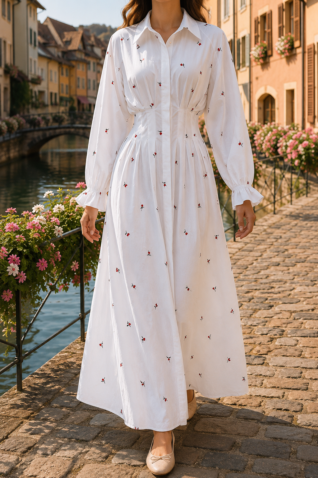 Robe Boutonnée Cerise
