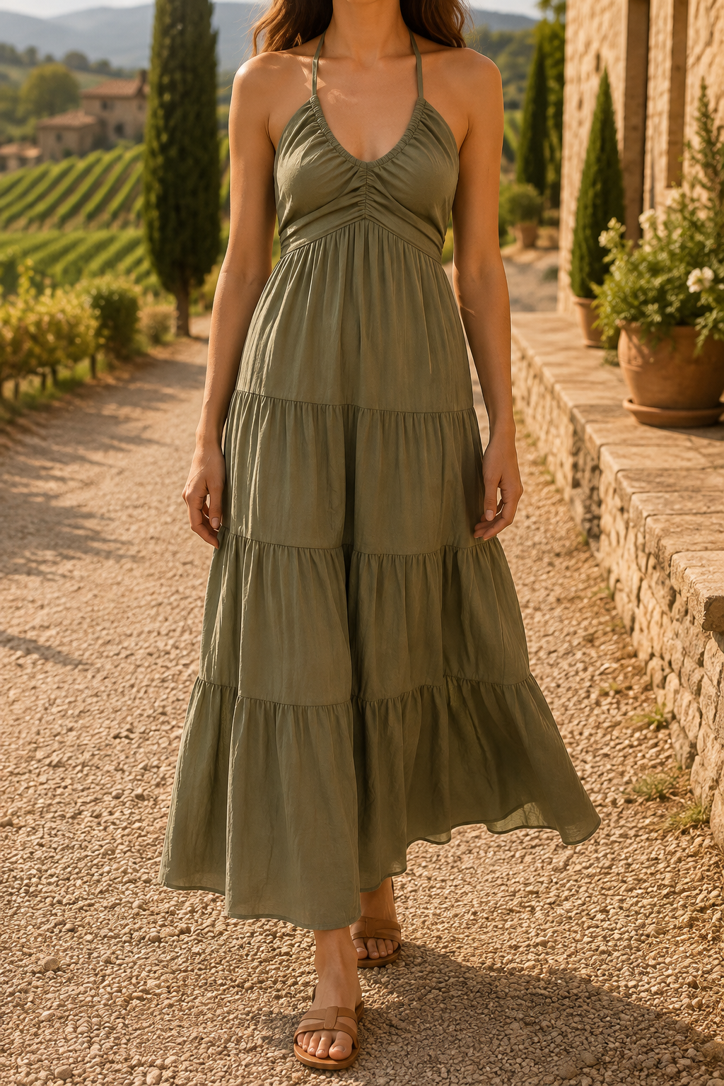 Robe à Volants Sauge