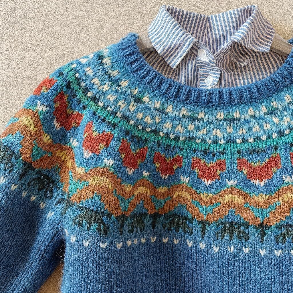 Pull Maille Jacquard Fleuri