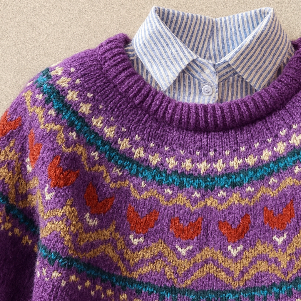 Pull Jacquard Violet Chaleureux