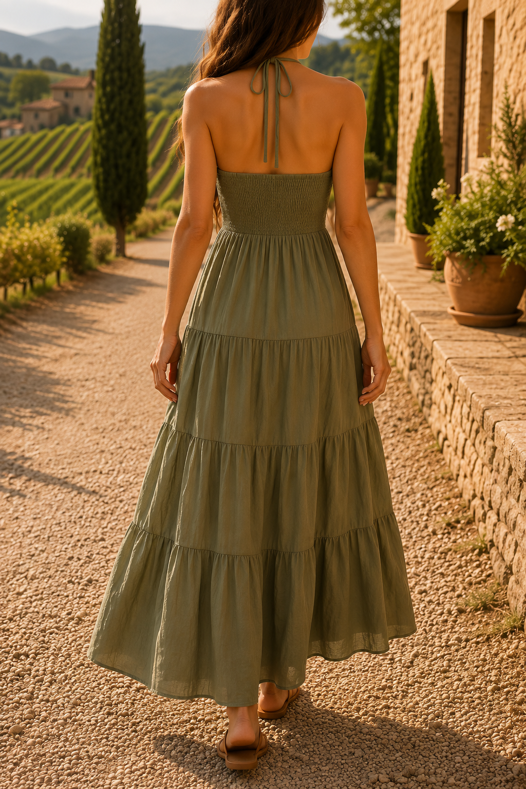 Robe à Volants Sauge