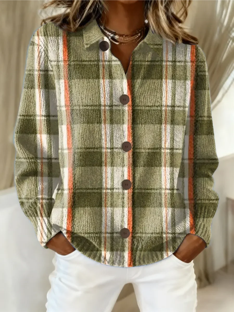 Cardigan à Carreaux Vert Olive
