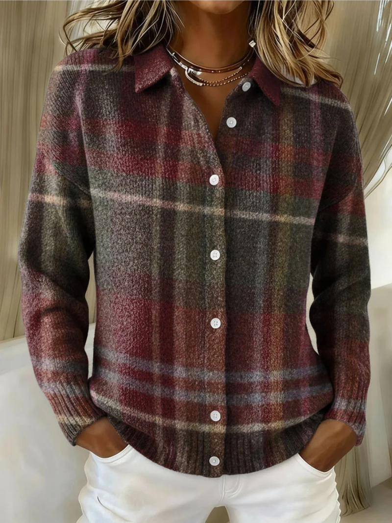 Cardigan à Carreaux Classique Multicolore