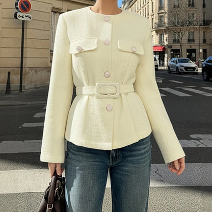 Blazer en Tweed Beige