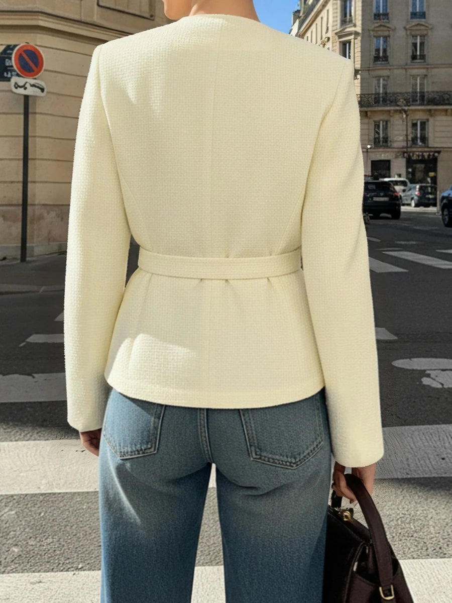 Blazer en Tweed Beige