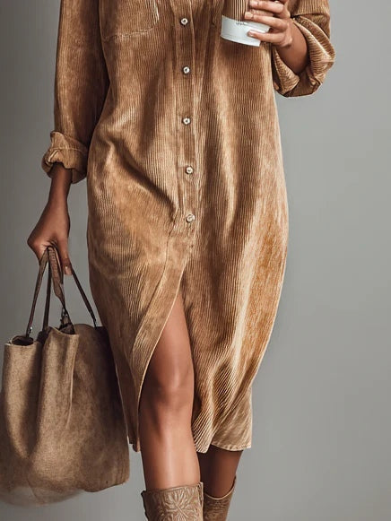 Robe Côtelée Cannelle