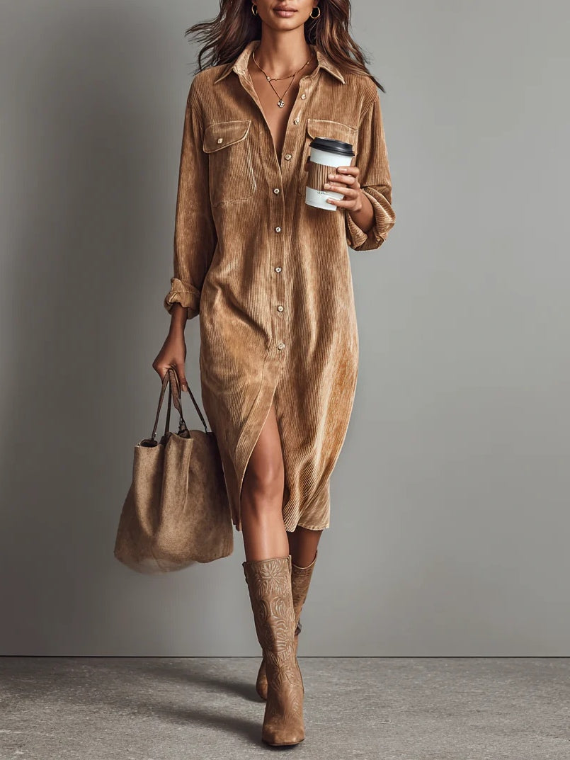 Robe Côtelée Cannelle