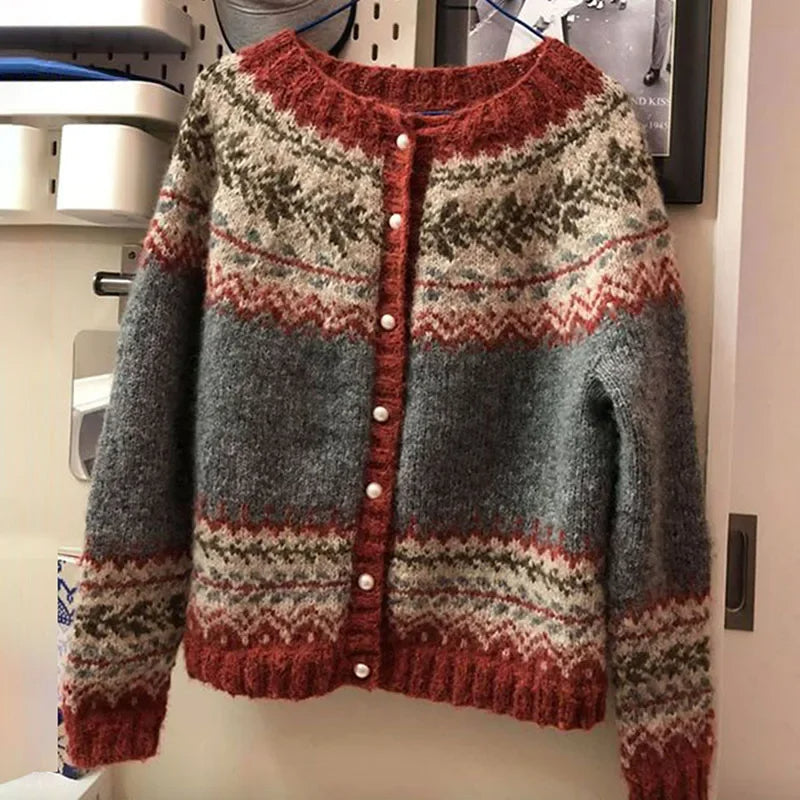 Gilet Maille Boutonné Jacquard