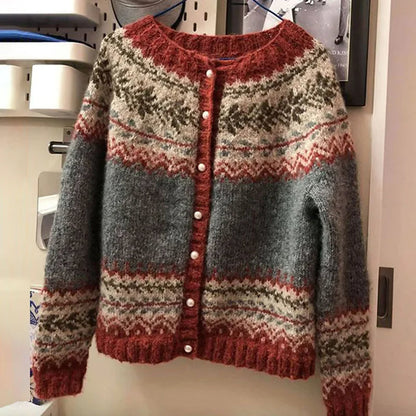 Gilet Maille Boutonné Jacquard