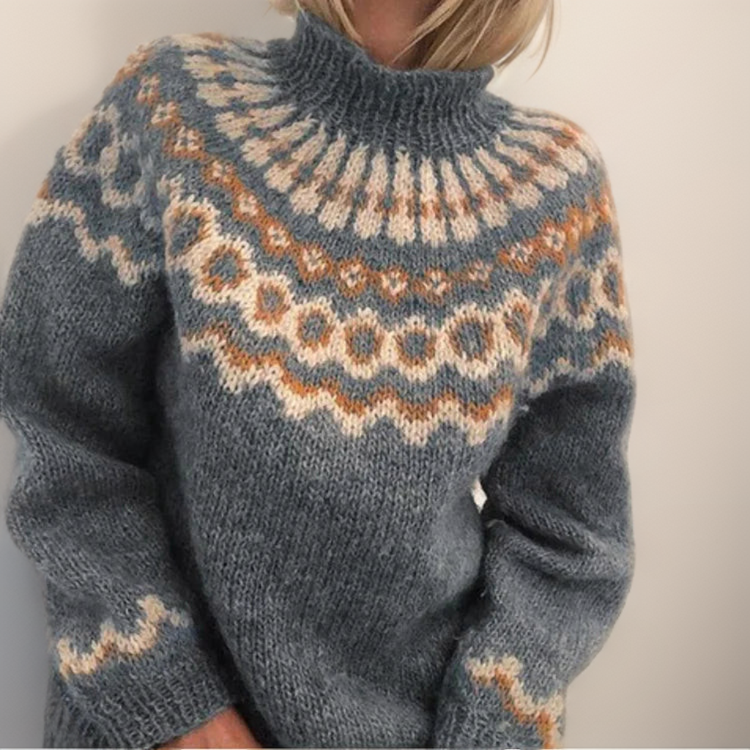 Pull Col Montant Jacquard